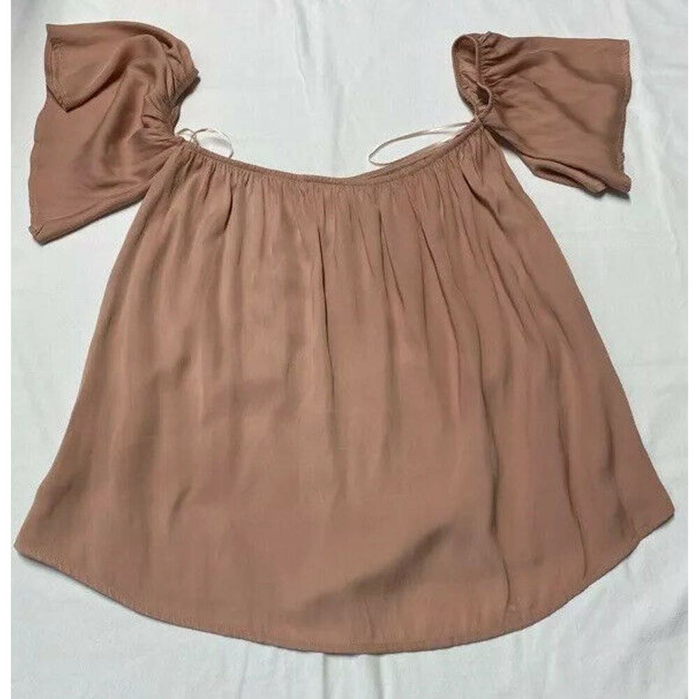 Madison & Berkeley women Off Shoulder blouse sz XS relaxed terra rose pink - Picture 9 of 12